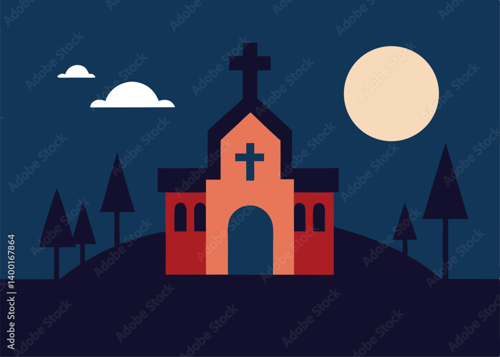 Naklejka premium wonderful night landscape vector