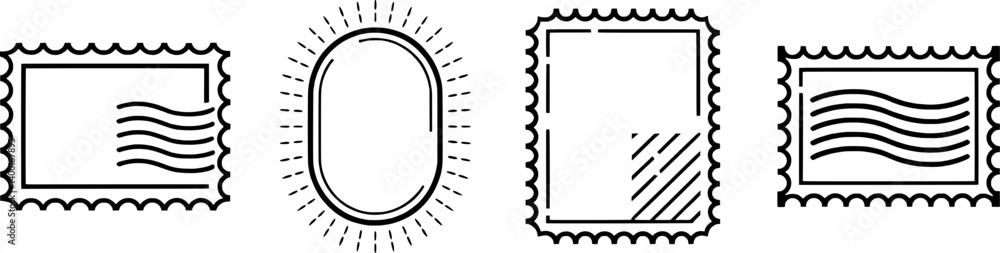 Obraz premium Collection Of Unique Postage Stamp Border And Frame Design Elements Illustrations