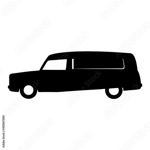 Silhouette of a vintage hearse, a specialized vehicle for solemn occasions