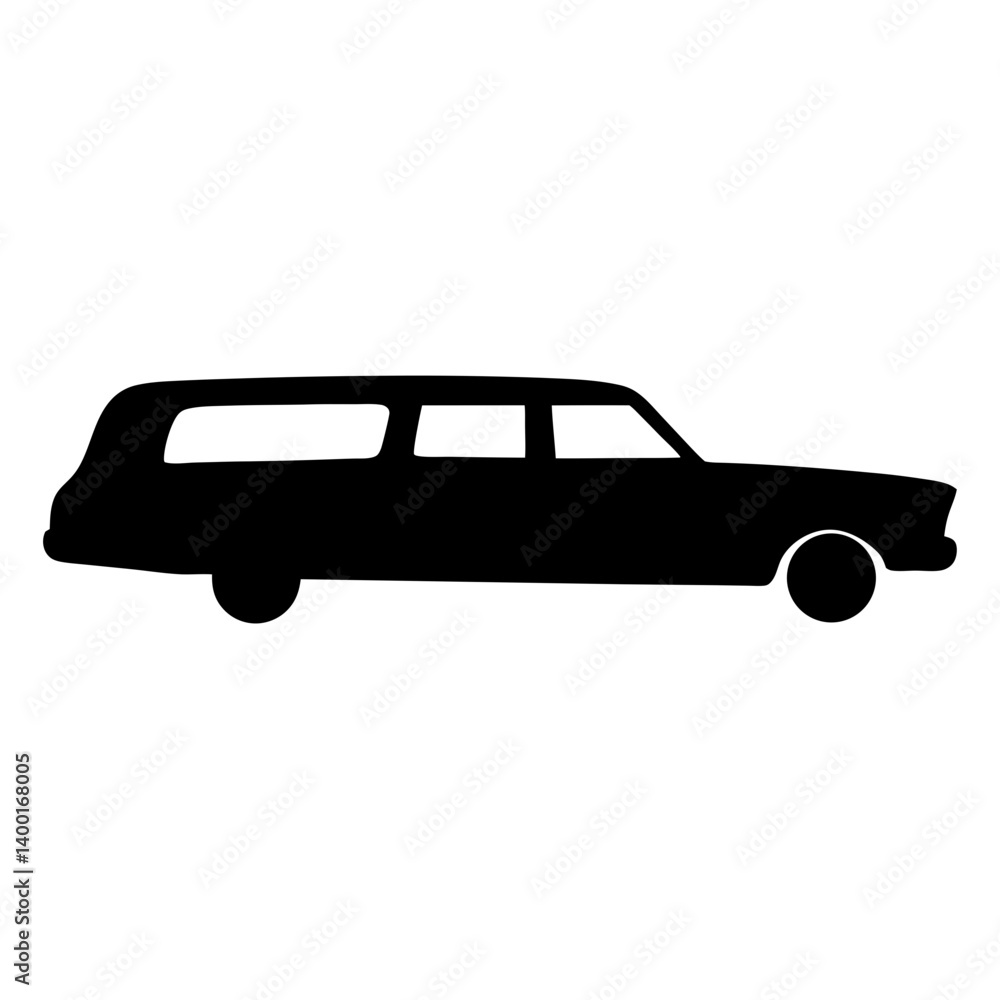 Silhouette of a classic station wagon, a family car from the past Silhouette of a classic station wagon, a family car from the past