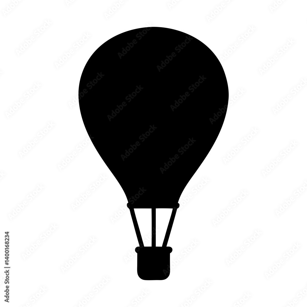 Black and white hot air balloon symbol isolated on white background Black and white hot air balloon symbol isolated on white background