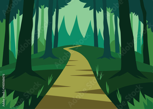 forest landscape background with path in the middl