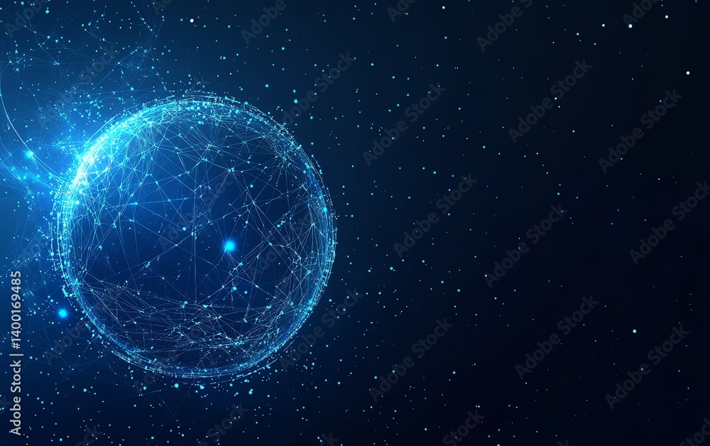 Fototapeta premium Sciencethemed banner with intricate DNA molecules, blue technology background, digital lines, and futuristic glowing effects