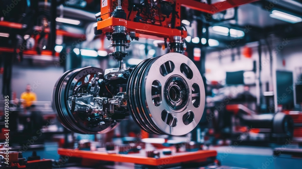 Fototapeta premium Brake calipers and disc rotors arranged for performance testing