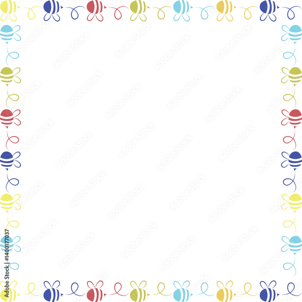 Frame with honey bee. Bright bumblebee vector template. Insect on white background Frame with honey bee. Bright bumblebee vector template. Insect on white background