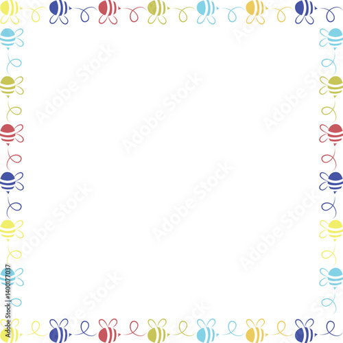 Wallpaper Mural Frame with honey bee. Bright bumblebee vector template. Insect on white background Torontodigital.ca