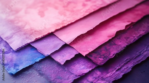 Wallpaper Mural Abstract arrangement of vibrant handmade paper sheets in gradient pink purple and blue tones creating a soft and artistic background Torontodigital.ca