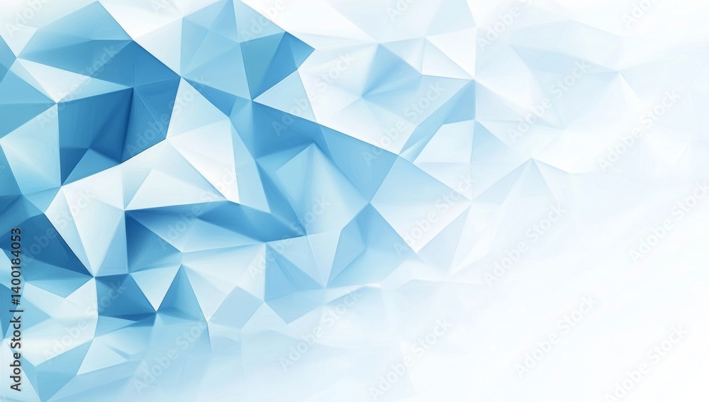 Abstract geometric background with light blue and white triangles. Complex polygonal shapes create a three-dimensional effect Abstract geometric background with light blue and white triangles. Complex polygonal shapes create a three-dimensional effect