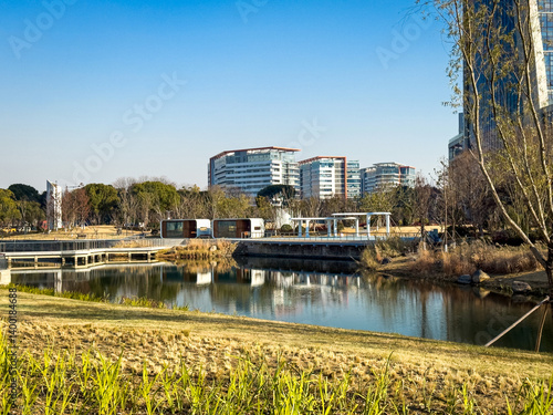 Obraz na płótnie Serene Urban Oasis w salonie