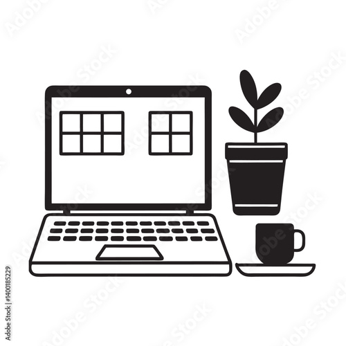 Home office workspace with laptop setup