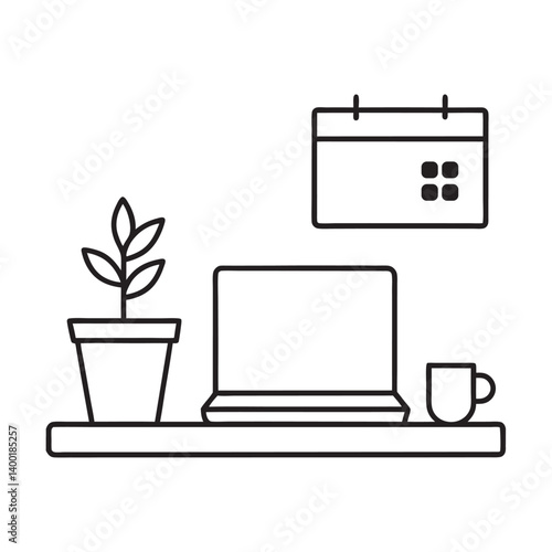 Laptop coffee cup home office workspace