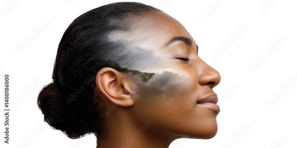 Confident woman with upward gaze and clear facial expression illuminated by natural light symbolizing personal growth inner clarity and mental strength in reflective emotional mindset concept Confident woman with upward gaze and clear facial expression illuminated by natural light symbolizing personal growth inner clarity and mental strength in reflective emotional mindset concept