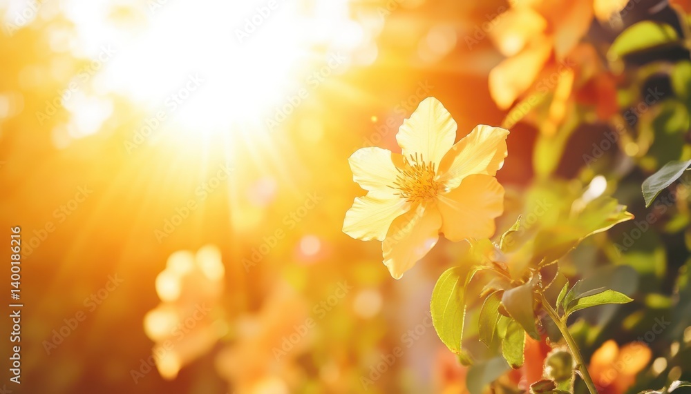 A yellow flower blooms on a tree branch, showcasing nature's beauty. A yellow flower blooms on a tree branch, showcasing nature's beauty.
