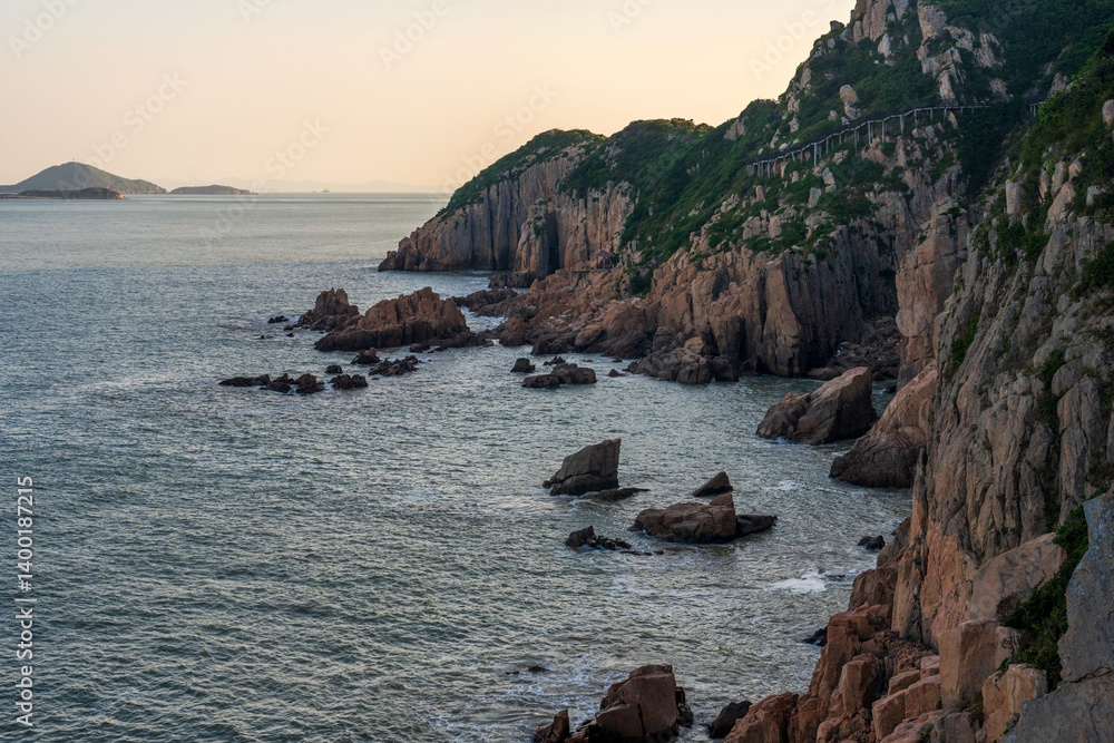Serene Coastal Cliffs at Sunset