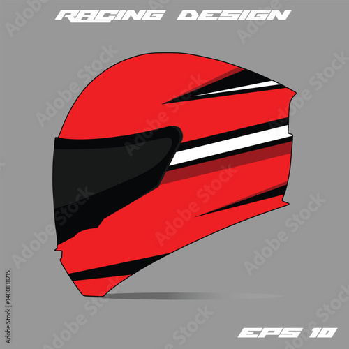 Red racing helmet design with sleek lines and modern aesthetic on a gray background, suitable for motorsport themes
