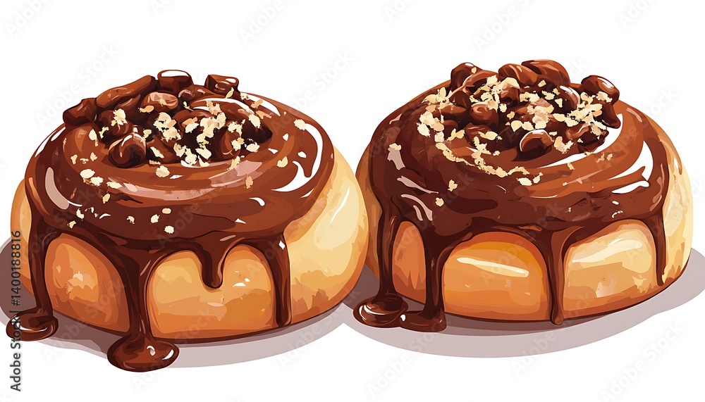 Two Cinnamon Rolls on White Two Cinnamon Rolls on White