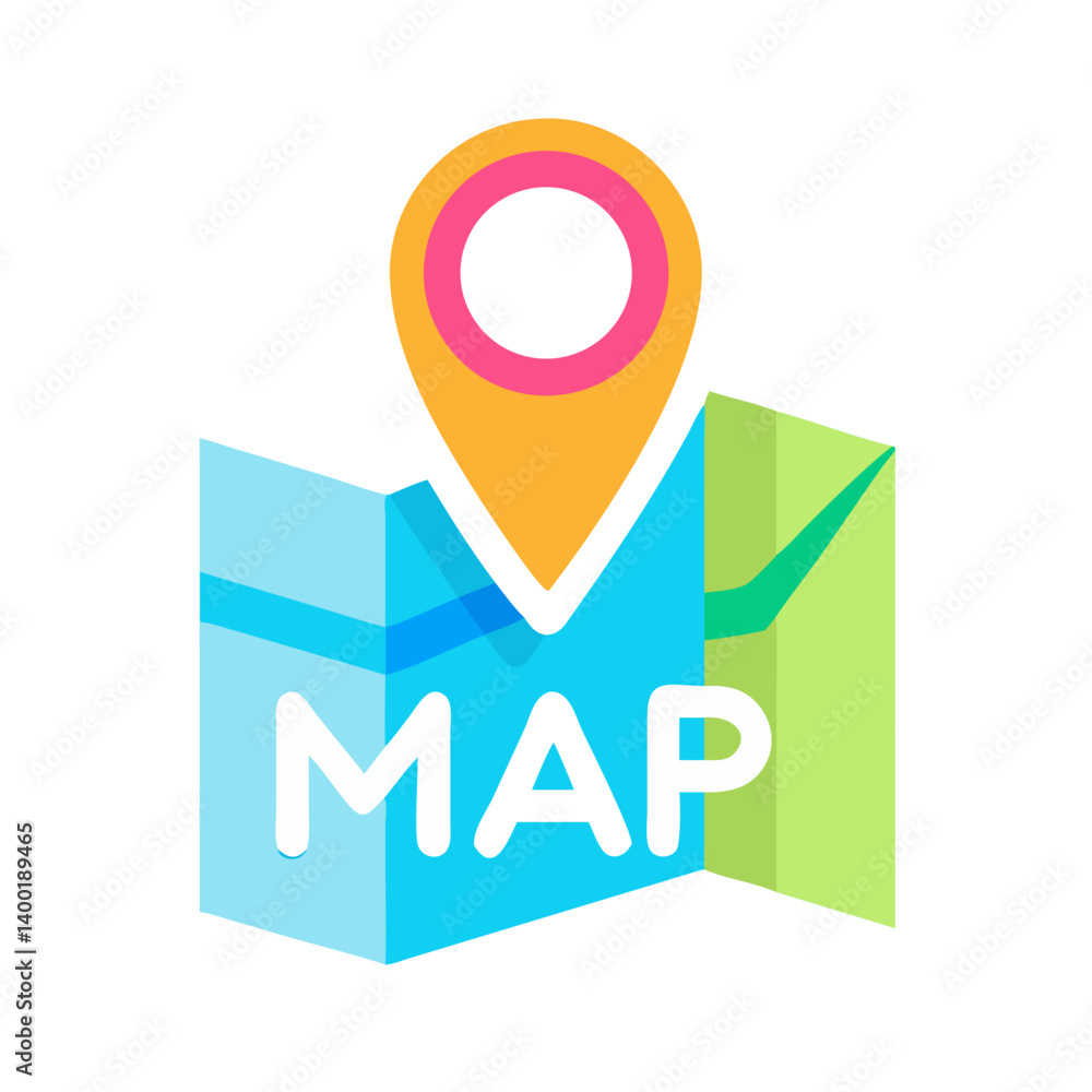 Map with Location Pin Icon Representing Geographical Position and Navigation Map with Location Pin Icon Representing Geographical Position and Navigation