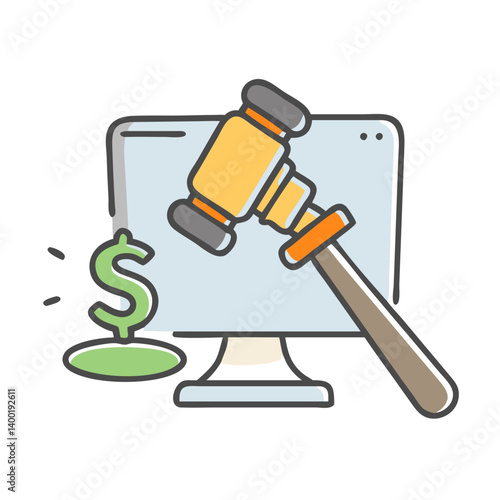 online auction icon, online auction vector illustration-simple illustration of online auction, perfect for online auction logos and icons
