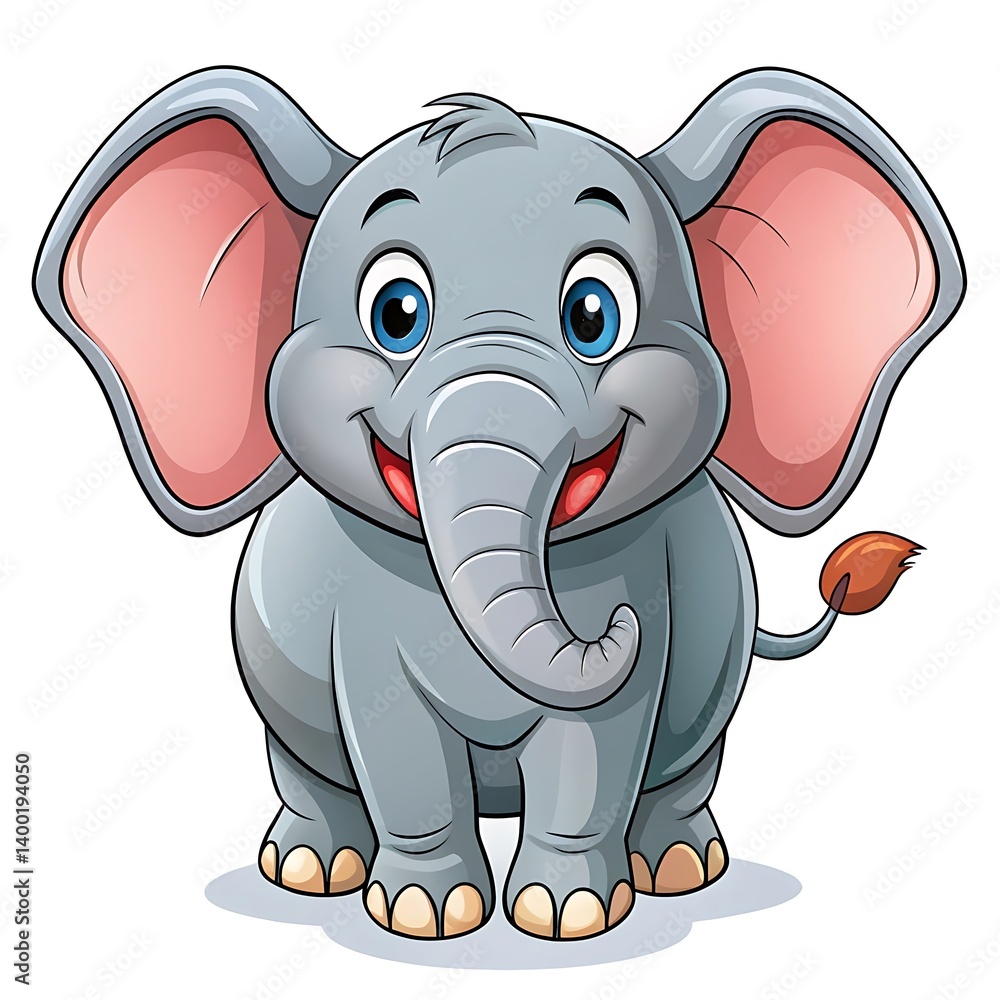 Fototapeta premium Cute Baby Elephant Character Illustration Isolated on White Background