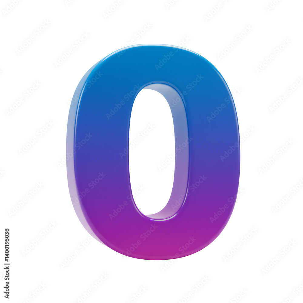 3D Purple And Blue Gradient Number Zero On Transparent Background 3D Purple And Blue Gradient Number Zero On Transparent Background
