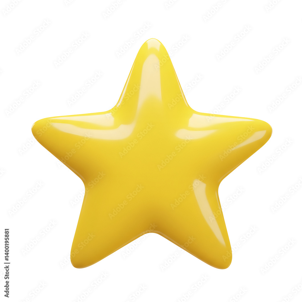 Yellow Glossy Five Pointed Star 3D Render Yellow Glossy Five Pointed Star 3D Render