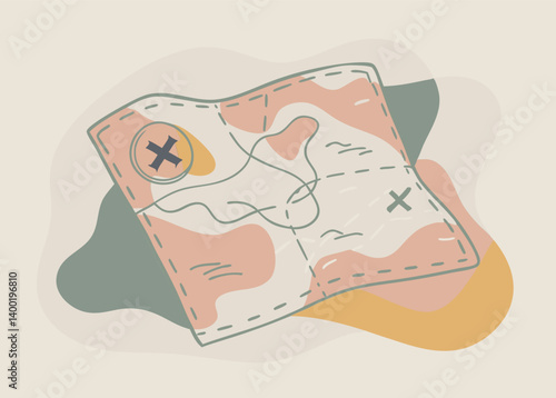 Vintage Treasure Map Illustration. Adventure Awaits