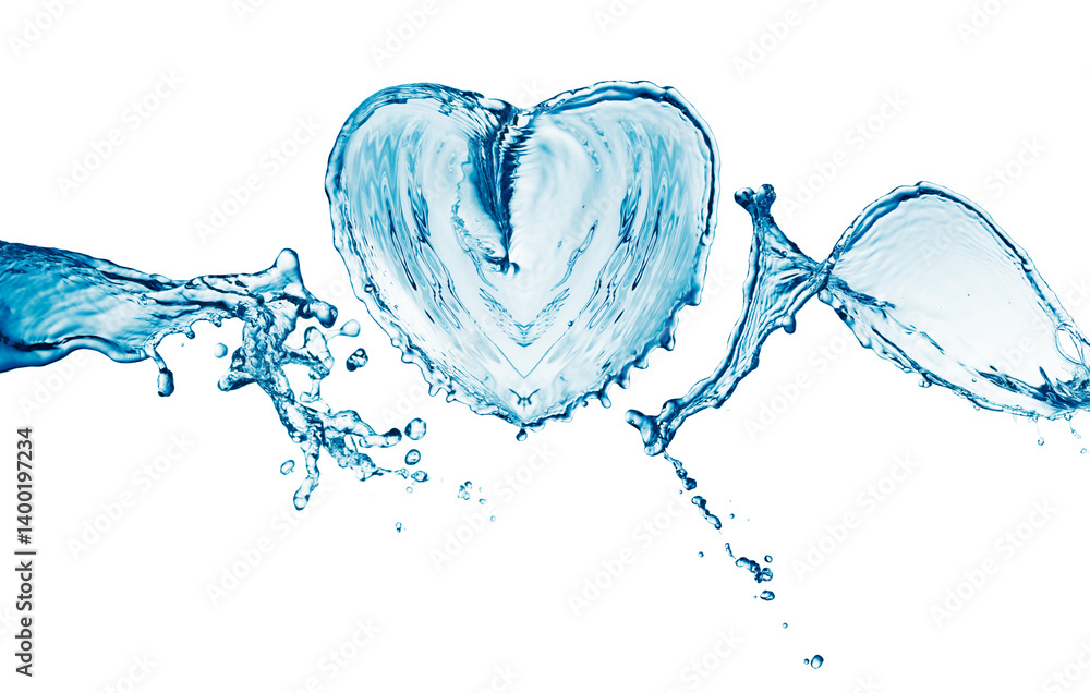 Heart-Shaped Water Splash on Transparent Background with Dynamic Motion Heart-Shaped Water Splash on Transparent Background with Dynamic Motion