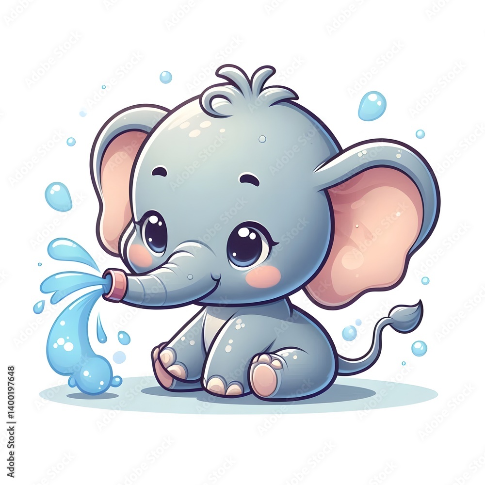 Playful Cartoon Baby Elephant Spraying Water – Vector Illustration on White Background
Playful Cartoon Baby Elephant Spraying Water – Vector Illustration on White Background