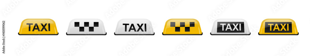 Taxi car roof sign set. Realistic illustration isolated on white. Vector Taxi car roof sign set. Realistic illustration isolated on white. Vector