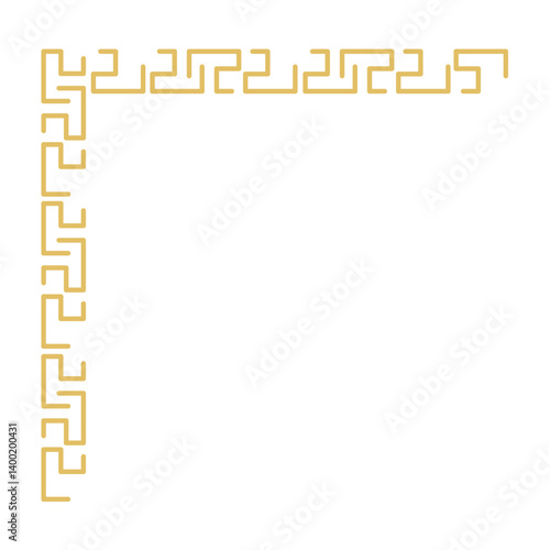 Gold chinese corner border ornaments. Asian new year decorative traditional borders. Vector illustration 