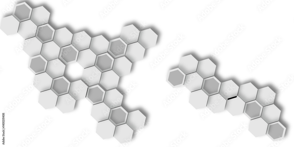 Abstract 3d hexagon grey and white out line technology style honeycomb seamless pattern background. Vector illustration. Abstract 3d hexagon grey and white out line technology style honeycomb seamless pattern background. Vector illustration.