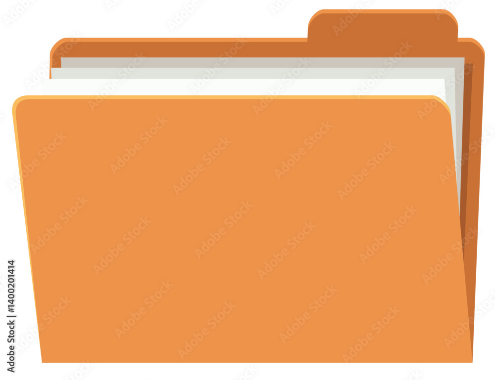 Half-open orange folder containing pages of paper in flat design style (cut out) Half-open orange folder containing pages of paper in flat design style (cut out)