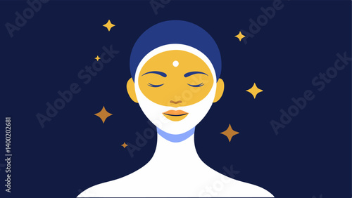 Glowing Skin A silhouette of a peaceful face with glowing skin indicating the restorative effects of the night cream on the skin.