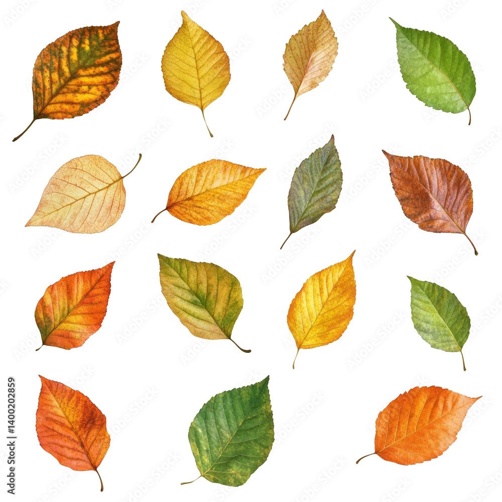 Collection of colorful autumn leaves isolated on white background foliage changing color gradient from green to yellow orange and brown fall season nature beauty leaves changing color vibrant autumn Collection of colorful autumn leaves isolated on white background foliage changing color gradient from green to yellow orange and brown fall season nature beauty leaves changing color vibrant autumn