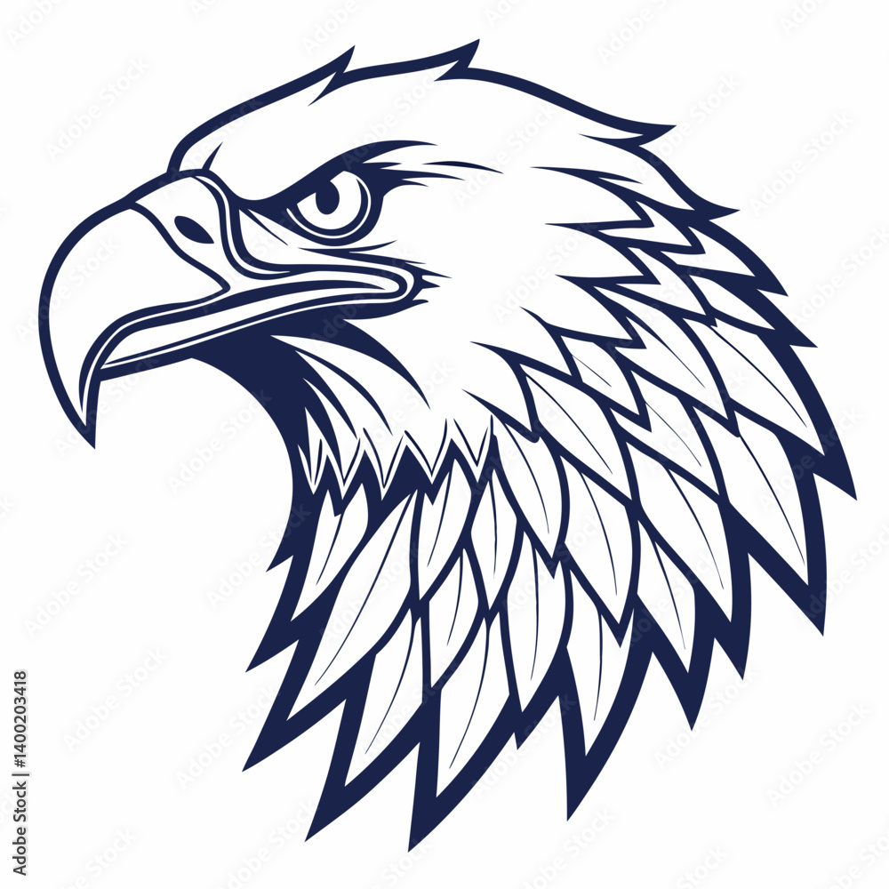Obraz premium Majestic Eagle Head Profile Vector Black and White Drawing
