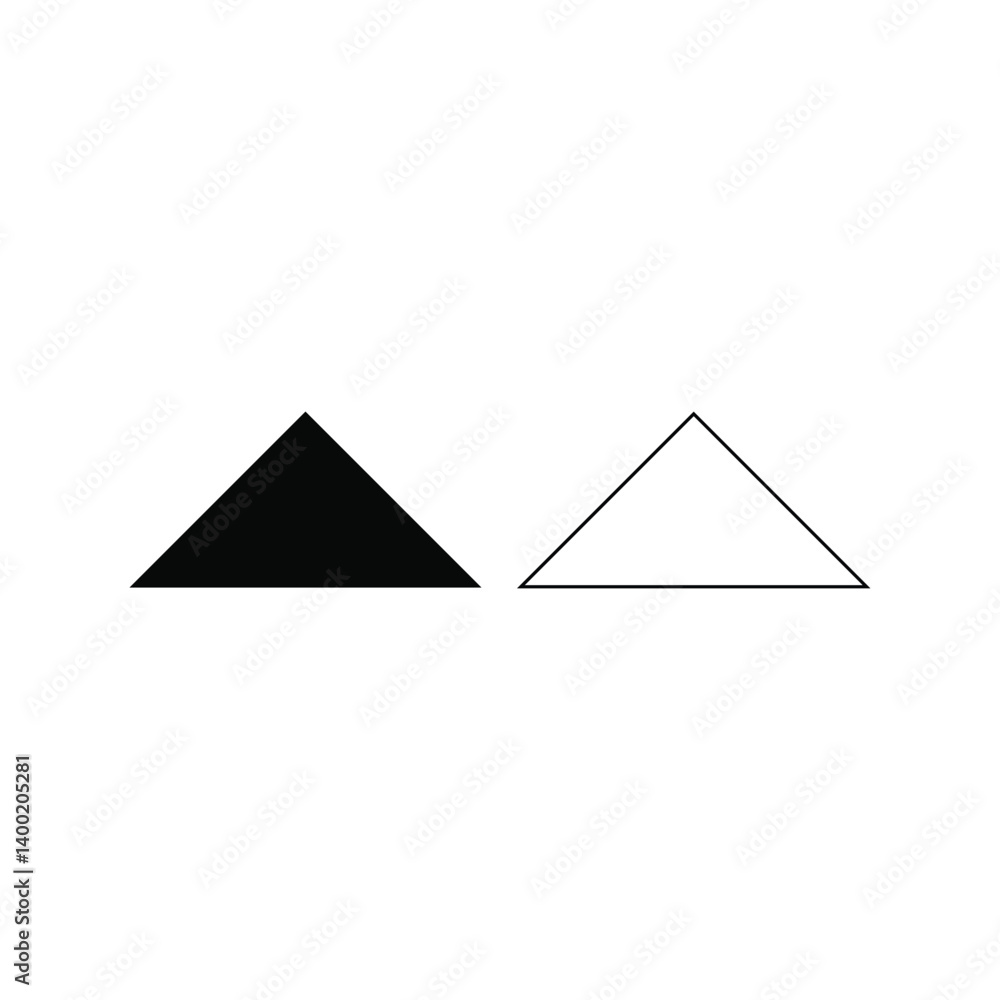 two triangle silhouette and other outline vector on white background two triangle silhouette and other outline vector on white background