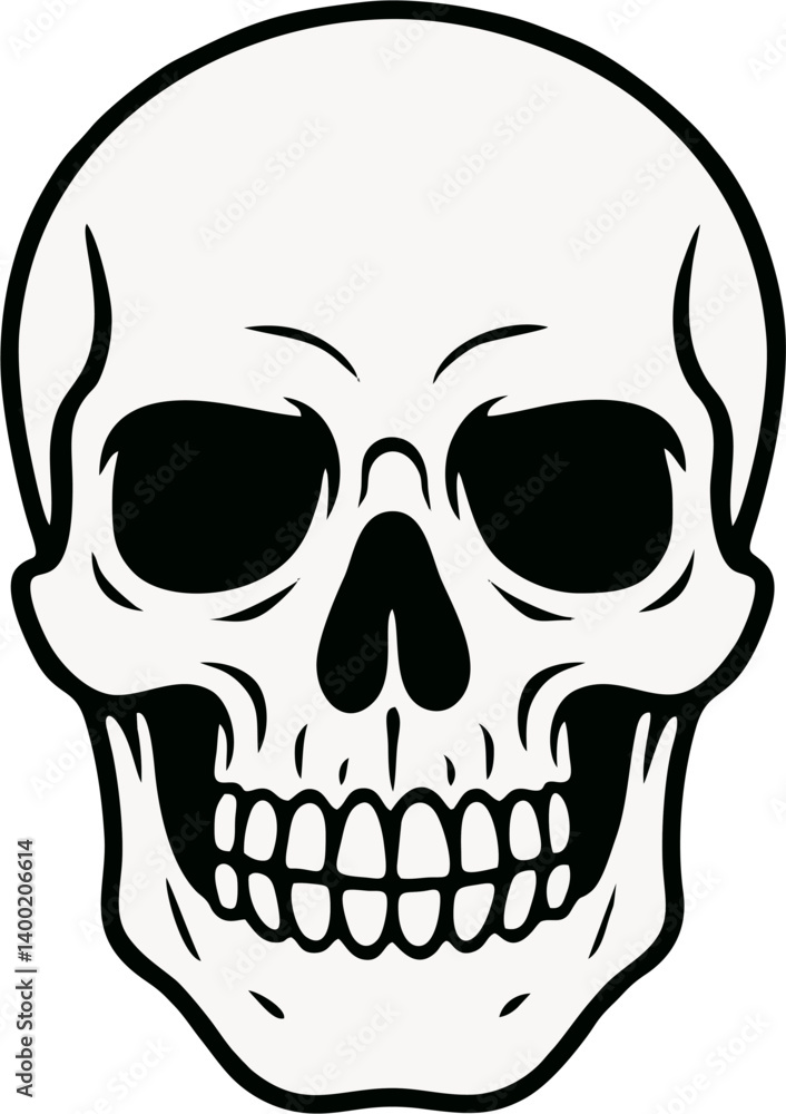 black-and-white vector icon of a skull black-and-white vector icon of a skull