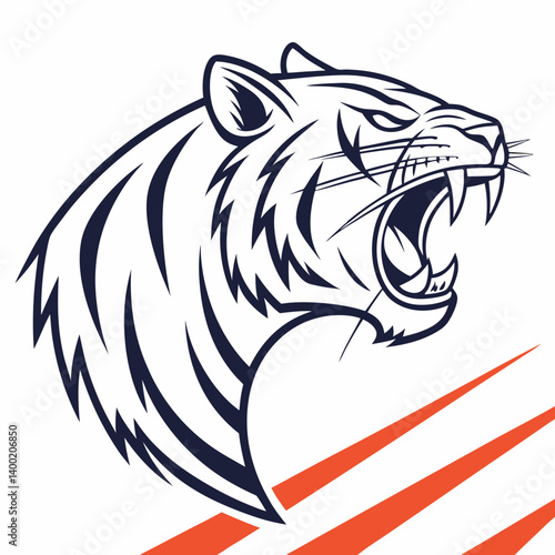 Fierce Tiger Head Illustration Vector Mascot Logo with Orange Claws