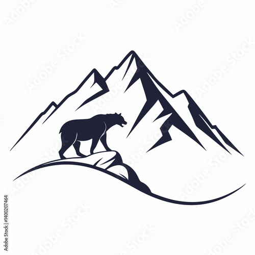 Bear Silhouette Mountain Vector Art Wildlife Nature Landscape