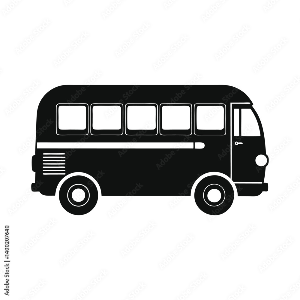 Mini bus silhouette vector illustration Mini bus silhouette vector illustration