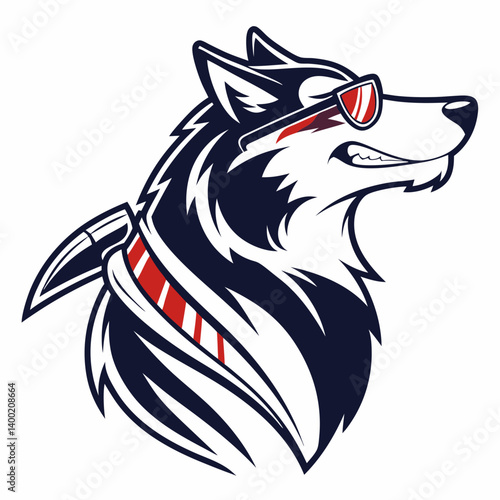 Wallpaper Mural Cartoon Husky Dog Head Mascot with Sunglasses Bandana Vector Graphic Design Torontodigital.ca