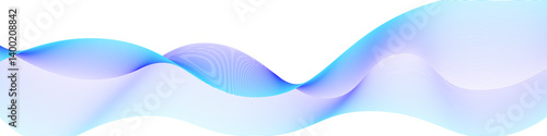 Abstract gradient wave made of fine lines with smooth blue and purple tones on white background. Ideal for tech, UI, or corporate design. Vector EPS 10