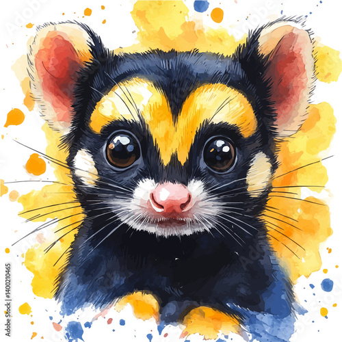 illustration of Sugar Glider, watercolor vector, isolated on a white background.