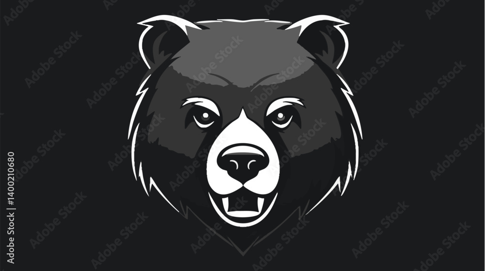 Stylized vector black bear head with Stylized vector black bear head with