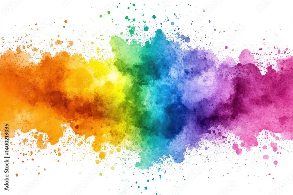 Vibrant watercolor splash art on white background showcasing spectrum of colors in a dynamic composition Vibrant watercolor splash art on white background showcasing spectrum of colors in a dynamic composition