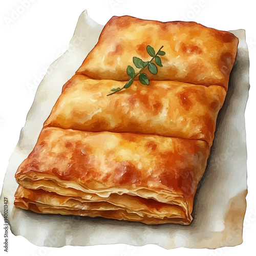 Strudel, watercolor vector, isolated on a white background.
