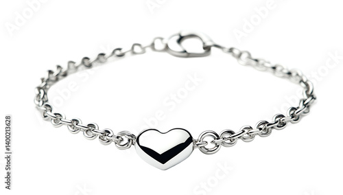 Wallpaper Mural Silver Heart Bracelet with Link Chain on Transparent Background Torontodigital.ca