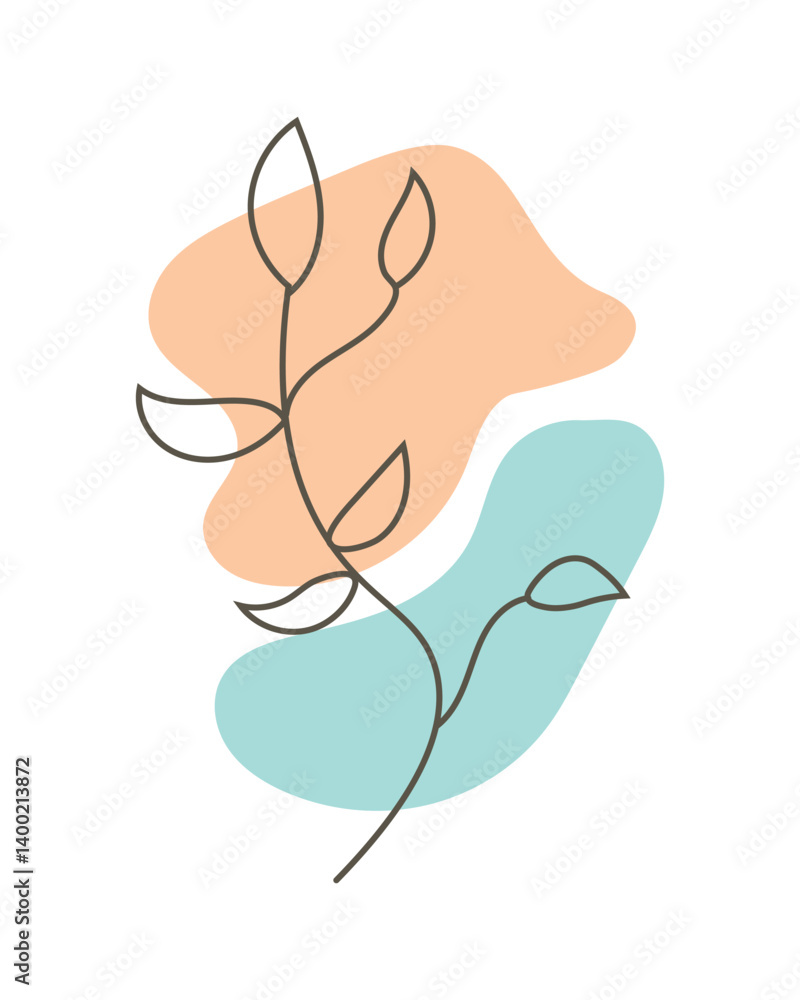 Delicate Line Leaf Illustration Vector Art with Simple Background Delicate Line Leaf Illustration Vector Art with Simple Background