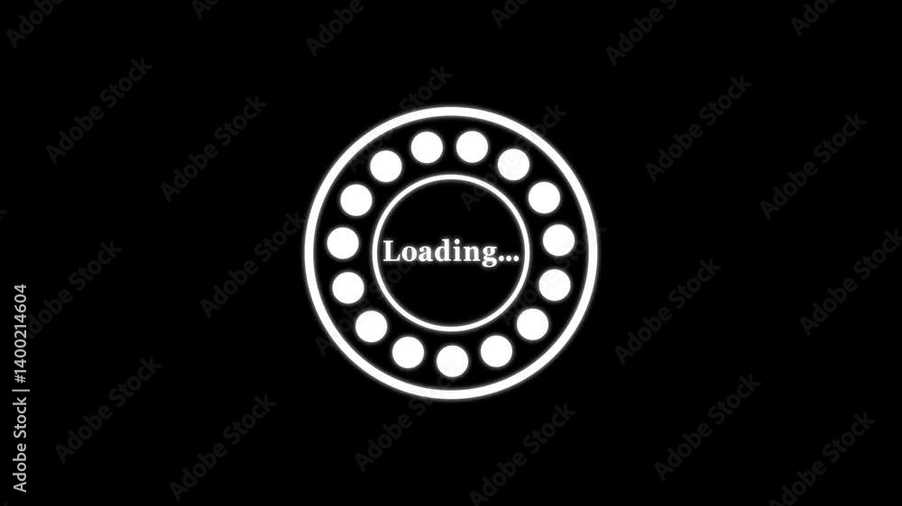 Rotating loading circle symbol isolated on black background.Dot rotating loading and double circle. Rotating loading circle symbol isolated on black background.Dot rotating loading and double circle.
