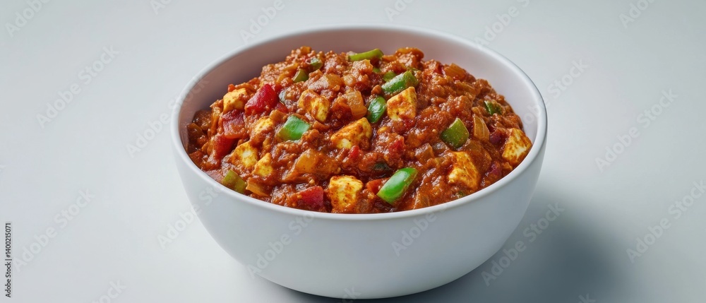 Delicious paneer masala in a white bowl on a light background showcasing vibrant colors and textures for culinary delights and food photography Delicious paneer masala in a white bowl on a light background showcasing vibrant colors and textures for culinary delights and food photography